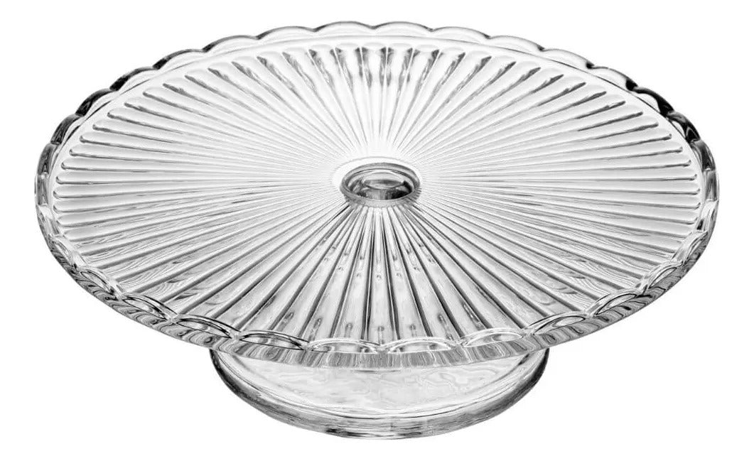 Prato P/bolo Torta C/pé Tampa Bangkok Cristal Wolff 29x21cm Cristal