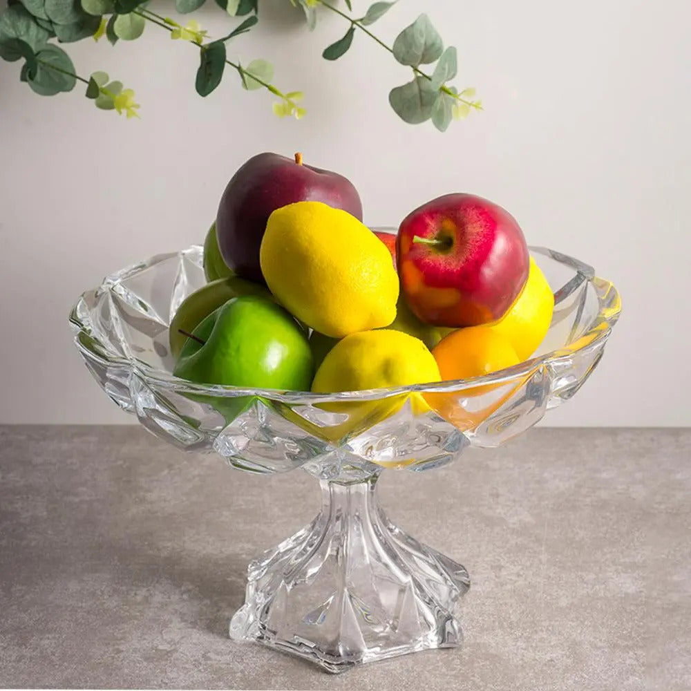 Centro De Mesa Com Pé Deli Diamond De Cristal 32,5cm - Lyor Transparente