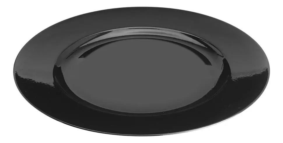 Sousplat Lyor Opala Preto Luxo Plástico 33cm Preto Liso