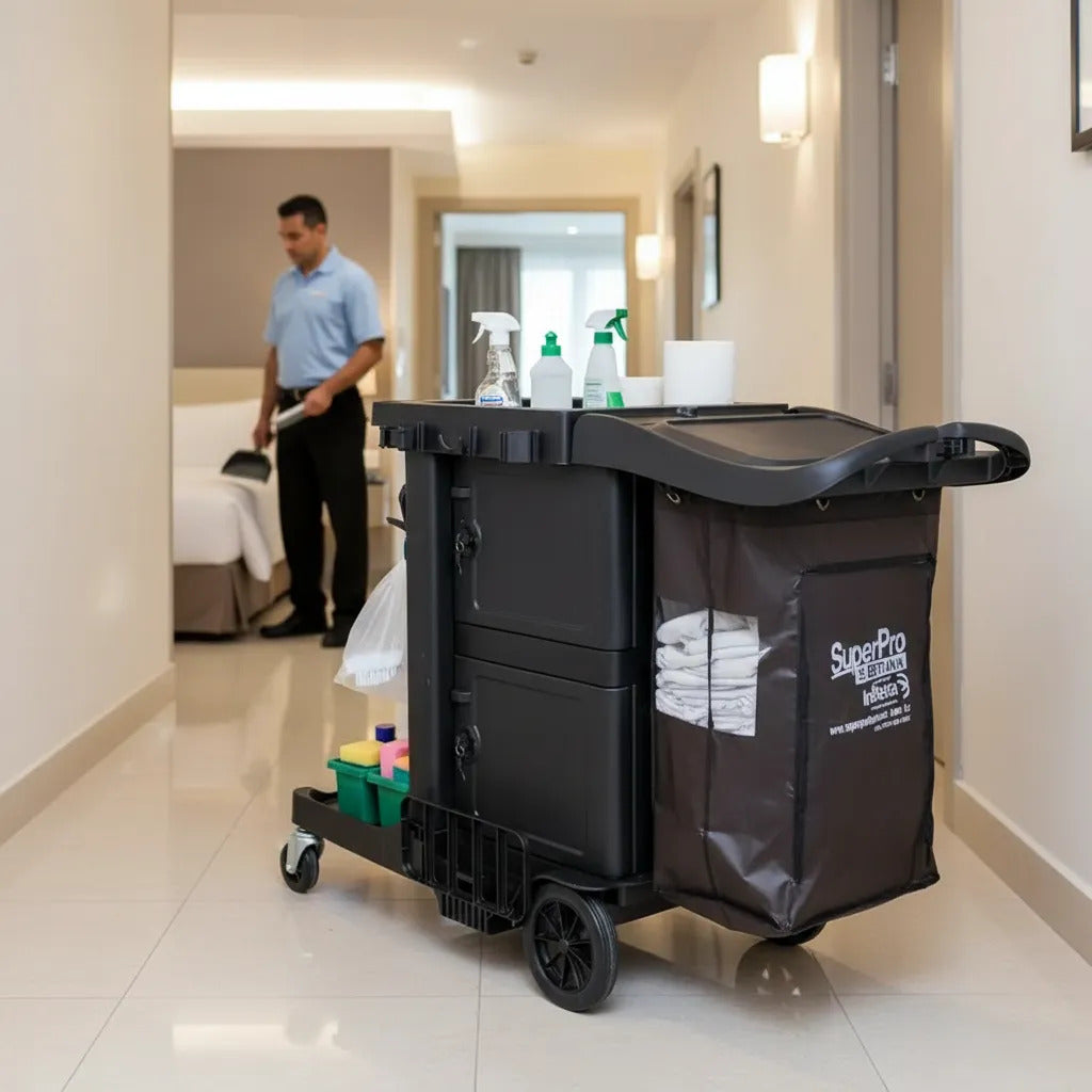 Carro Funcional De Limpeza Superpro Bettanin Com Bolsa Preta Preto
