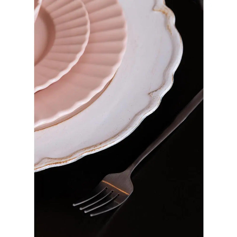 Sousplat Patinado Lyor Moon Branco De Plástico 33cm