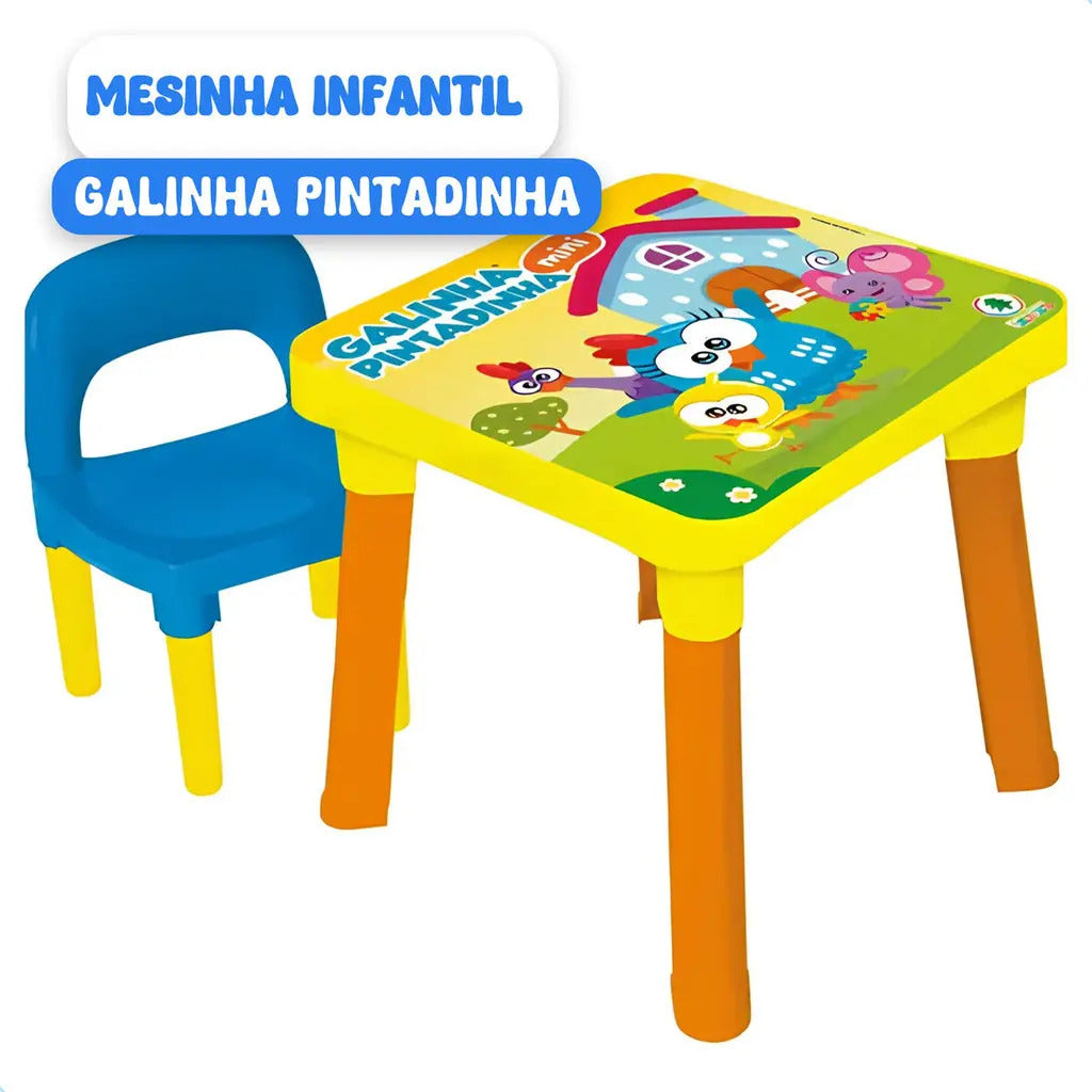Mesa Cadeira Infantil Galinha Pintadinha Monte Líbano 2 A 9 Anos Amarela