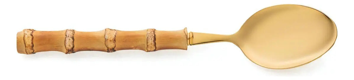 4 Colheres Mesa Wolff Bambu Tulum De Aço Inox Dourado 20,5cm