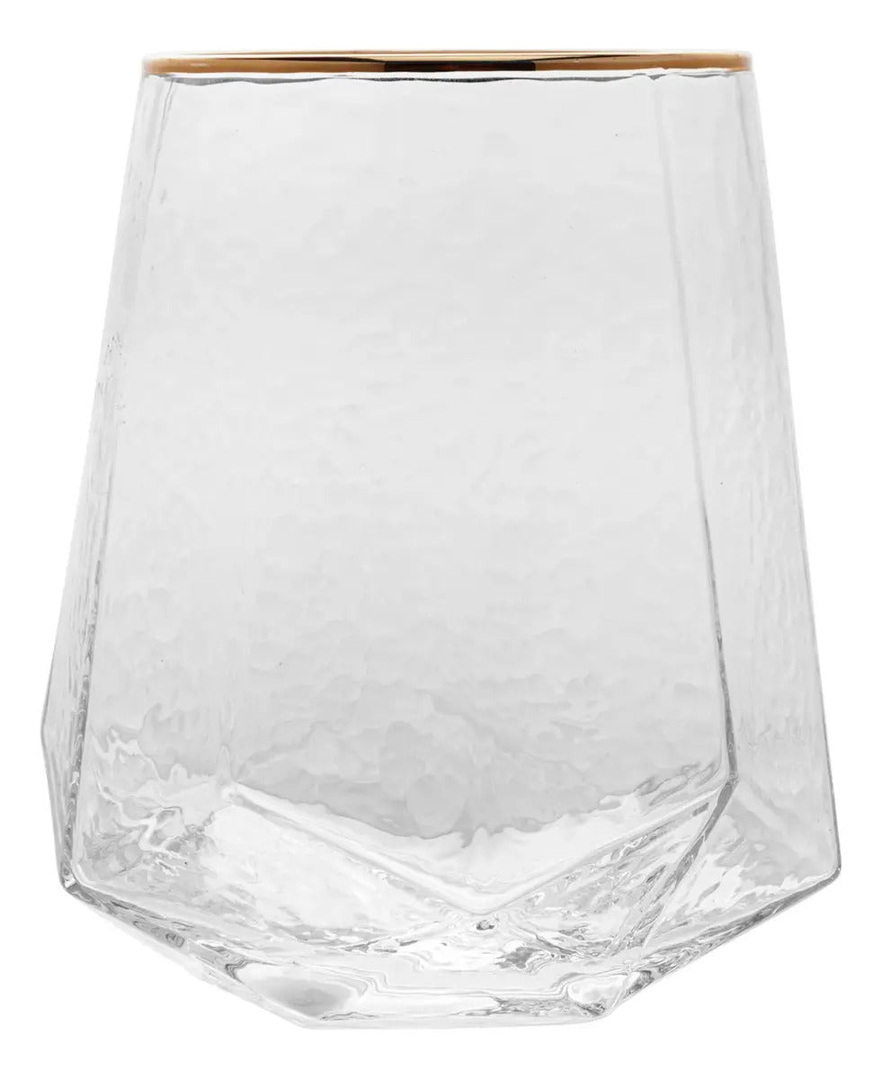 Cj 2 Copos De Cristal Baixos Taj Com Fio De Ouro Wolff 550ml