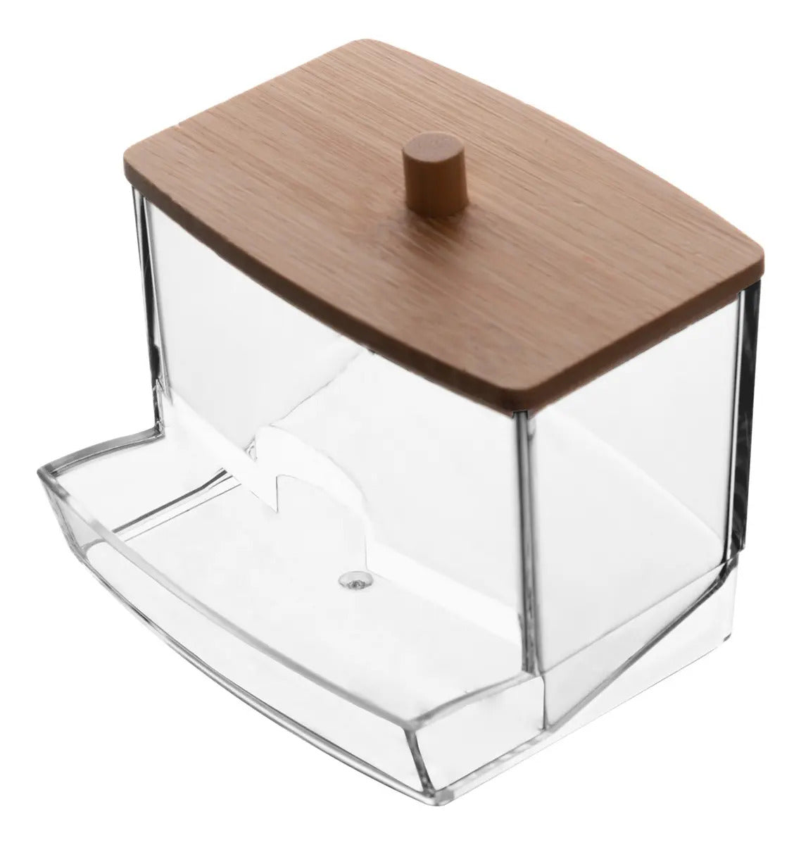 Porta Cotonete Com Tampa De Bambu 5989 Cor Incolor