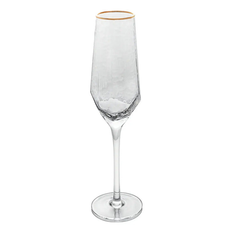 2 Taças Cristal Champagne 300ml Borda Dourada Taj Wolff Não Aplica