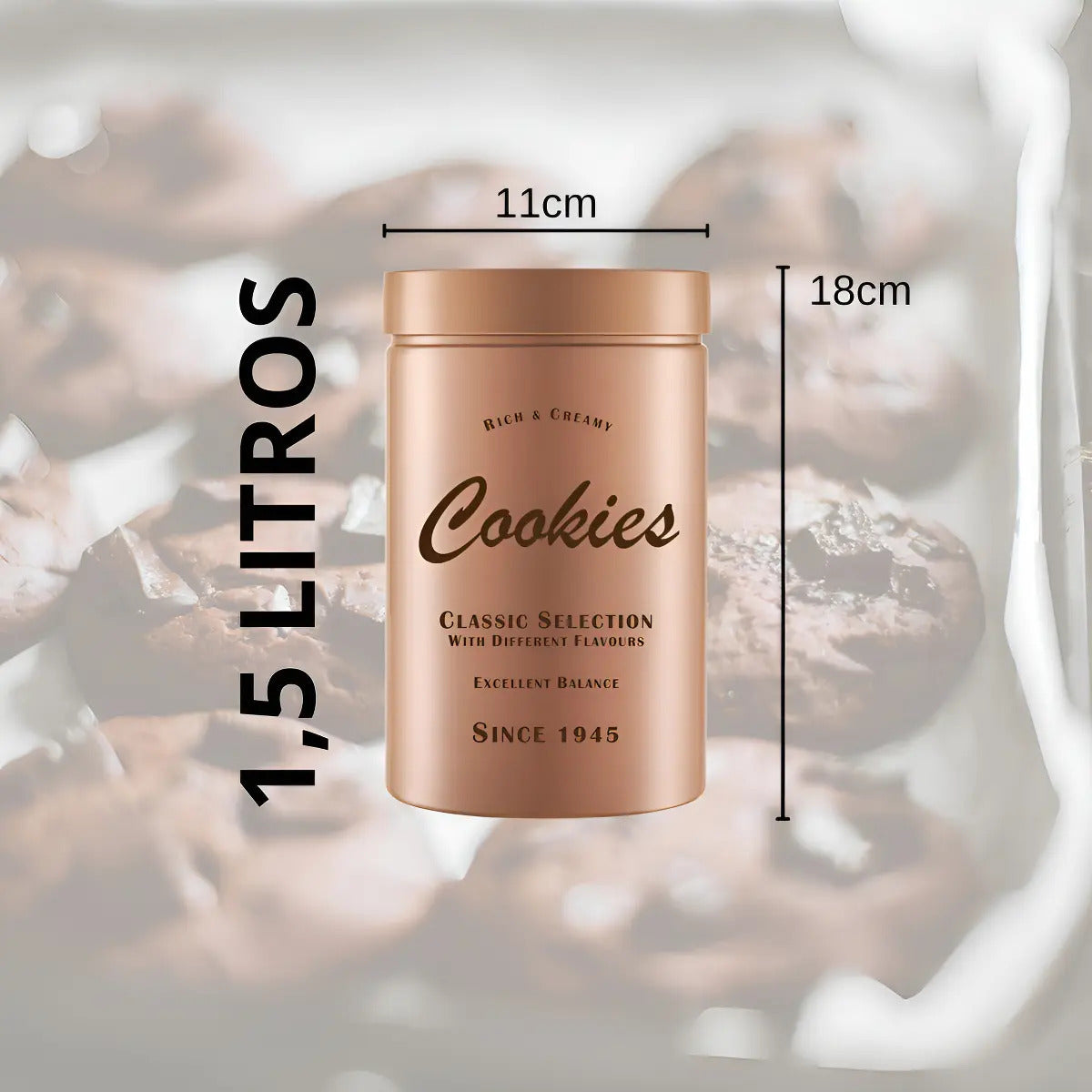 Pote Para Guardar Bolachas Biscoitos Cookies 1,5 Litros Baunilha