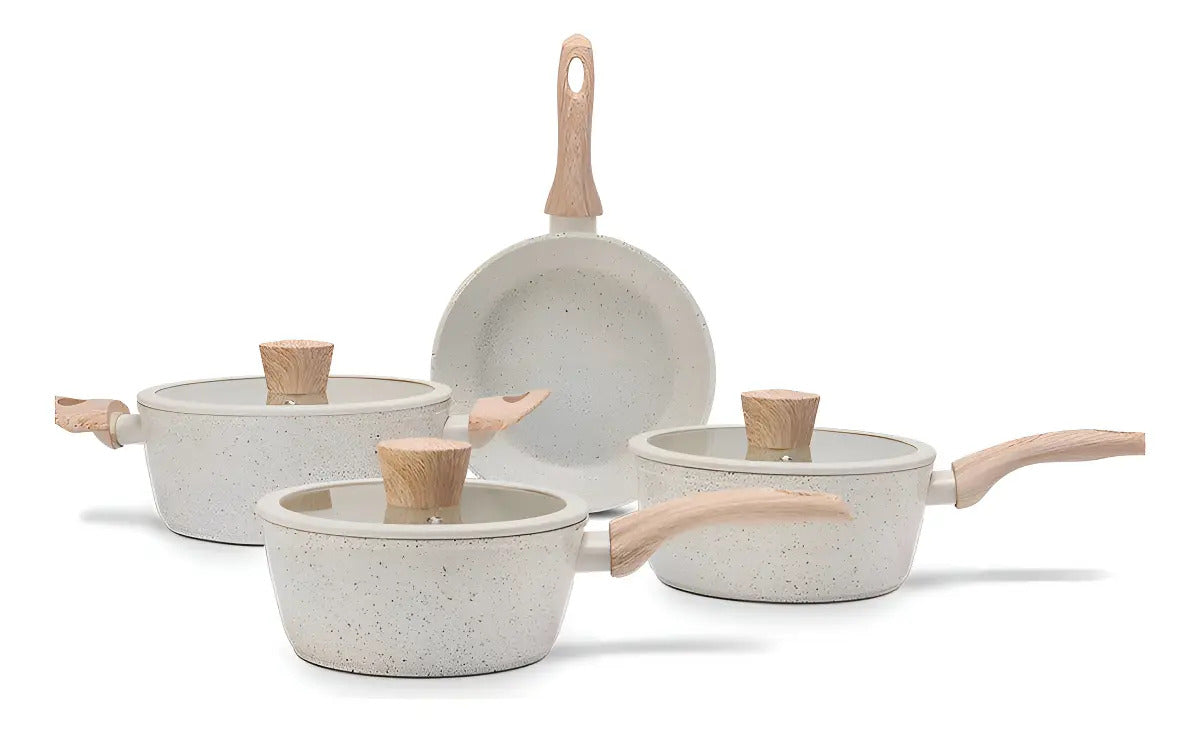 Jogo De Panelas Brinox 4814/100 Indução Ceramic Life Sirius Kit 4 Un Cor Vanilla