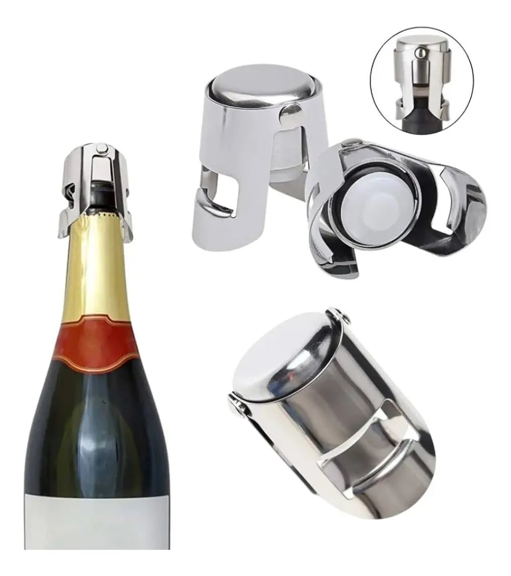 Kit 2 Unidades Tampa Para Vinho Ivon Prateado Lisa