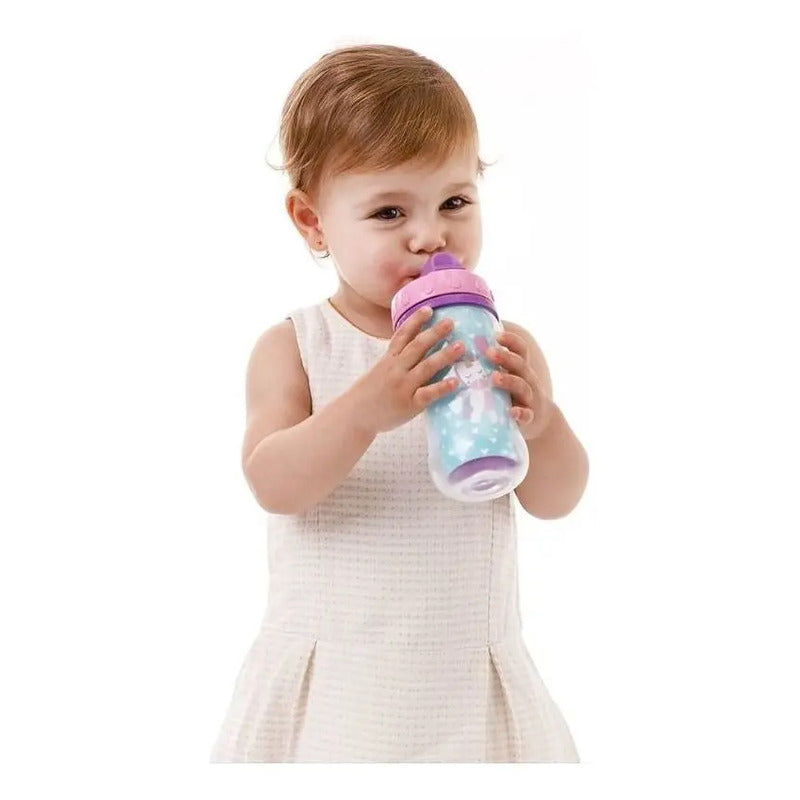 Copo Infantil Parede Dupla Animal Fun Unicórnio Canudo Buba