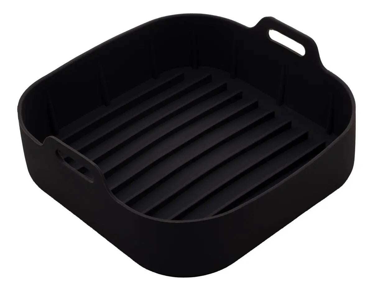 Forma Quadrada De Silicone Para Air Fryer 20x7cm Preta Lyor