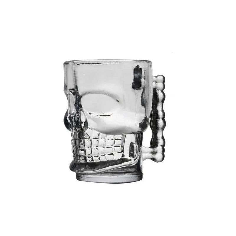 Kit 2 Canecas De Chopp De Vidro Caveira Rock Style 510ml Trasparente Caveirão