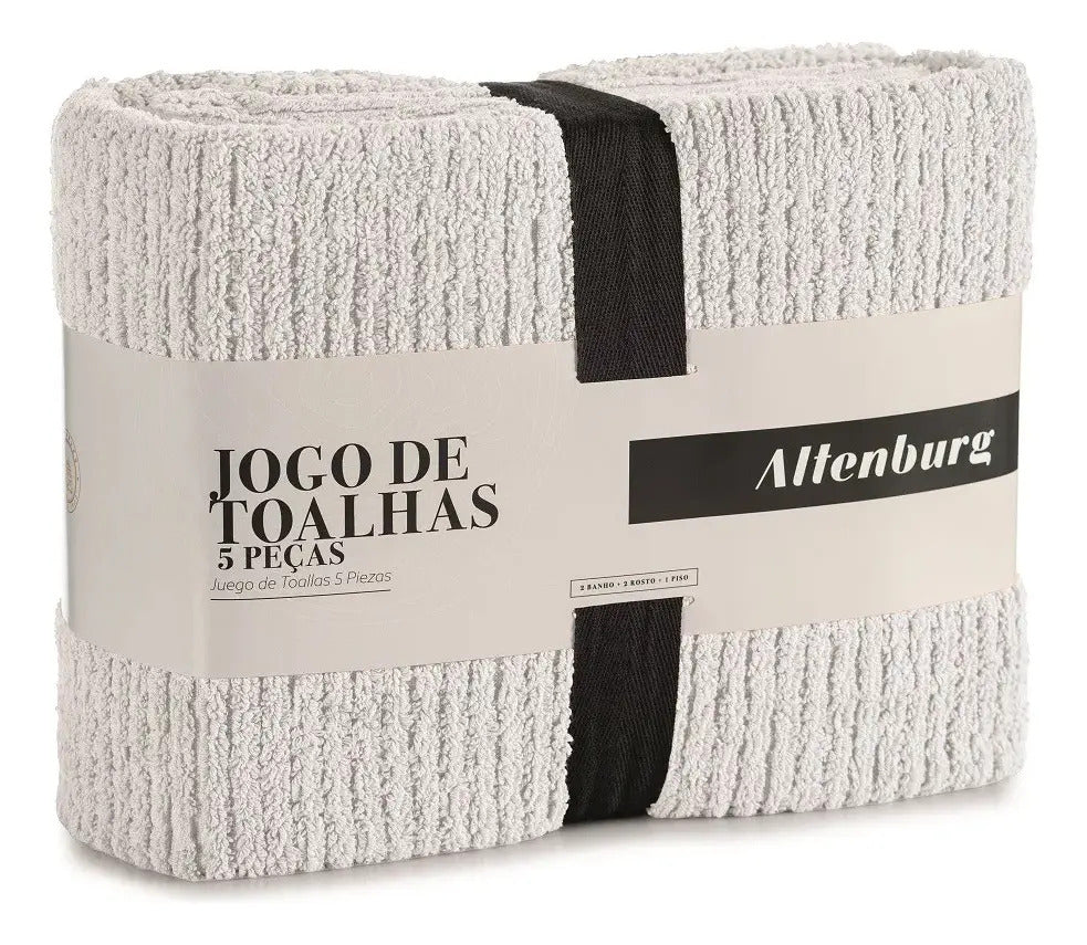 Jogo 5 Toalhas Lines 5p Altenburg 100% Algodão - 75x140cm Branco Line