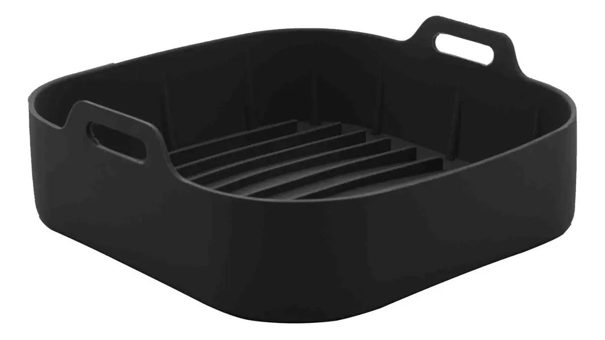 Forma Forro Quadrada Para Air Fryer Preta 16cm Silicone Lyor