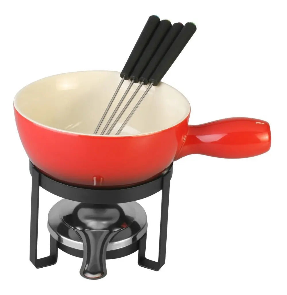 Aparelho Fondue 8 Pçs De Cerâmica Vermelho - Lyor Vermelho