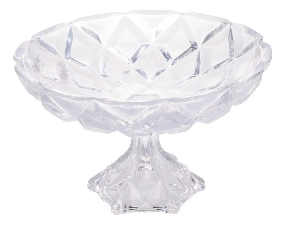 Centro De Mesa Com Pé Deli Diamond De Cristal 32,5cm - Lyor Transparente