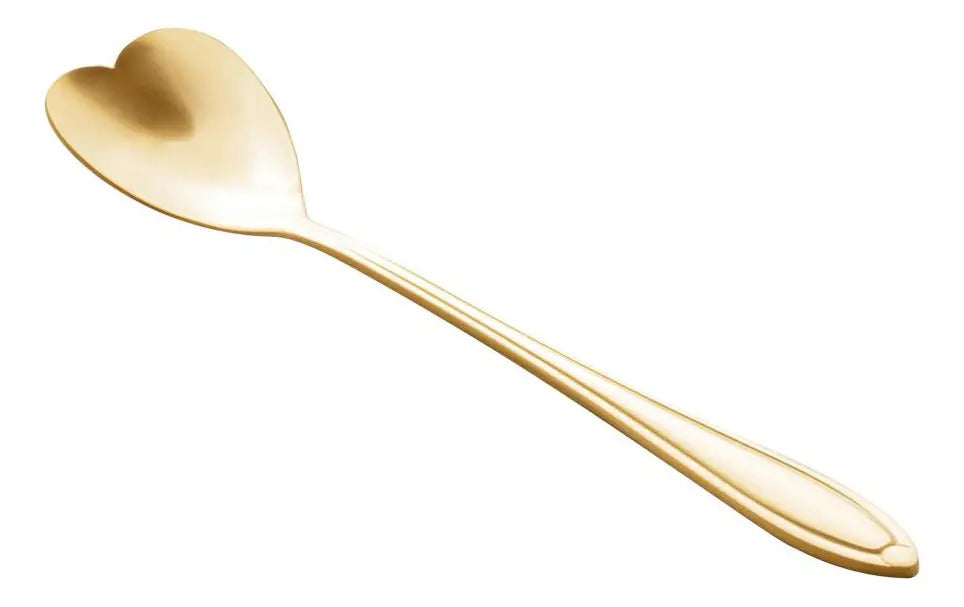 4 Colheres De Chá Lyor Heart Dourado De Aço Inox Dourado