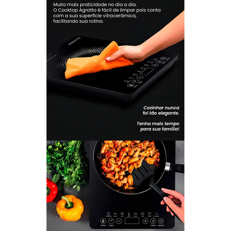 Cooktop Indução Ackll01l-02 Preto 1 Boca 2000w Agratto 220v Preto 220v