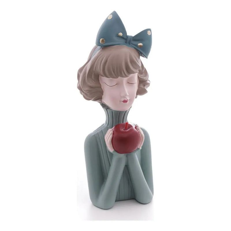Figura Boneca Com Maçã Wolff De Resina 9cm X 9cm X 23cm Cor Colorido