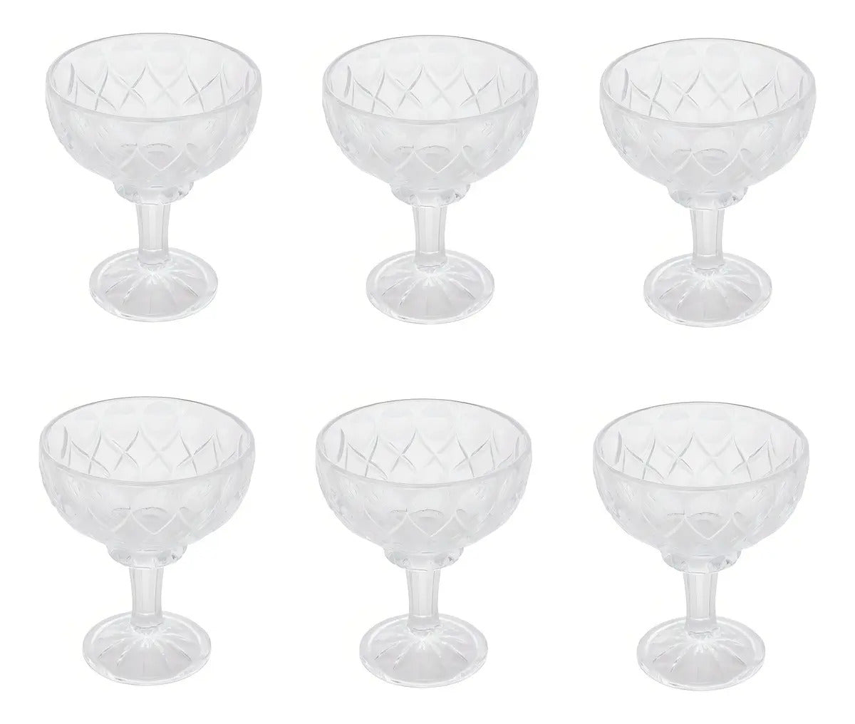 Jogo 6 Taças Para Sobremesa Sorvete Cristal Wolff 260ml Incolor
