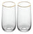 2 Copos Altos Com Fio De Ouro Vidro 450ml Lines - Wolff Incolor