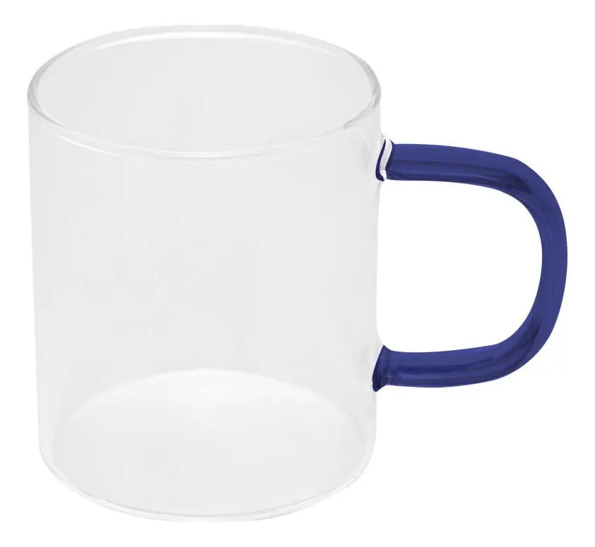 2 Canecas Lyor De Vidro Borossilicato Com Alça Azul 200ml