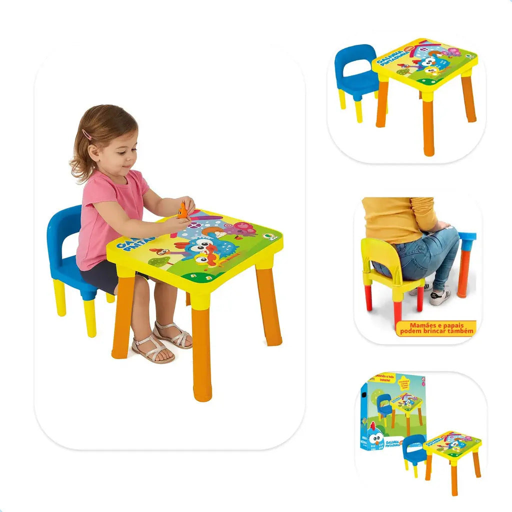 Mesa Cadeira Infantil Galinha Pintadinha Monte Líbano 2 A 9 Anos Amarela