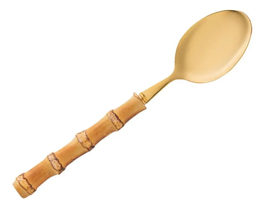 4 Colheres Mesa Wolff Bambu Tulum De Aço Inox Dourado 20,5cm