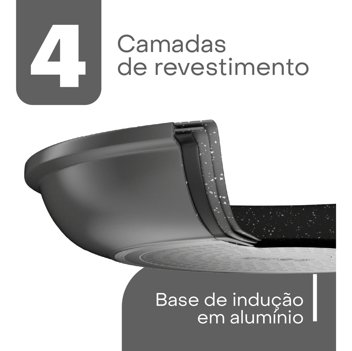 Frigideira De Indução Em Alumínio Cinza 20cm - Lyor Cinza