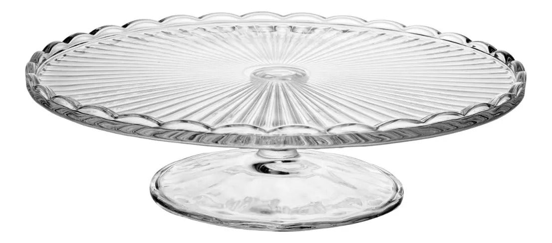 Prato P/bolo Torta C/pé Tampa Bangkok Cristal Wolff 29x21cm Cristal