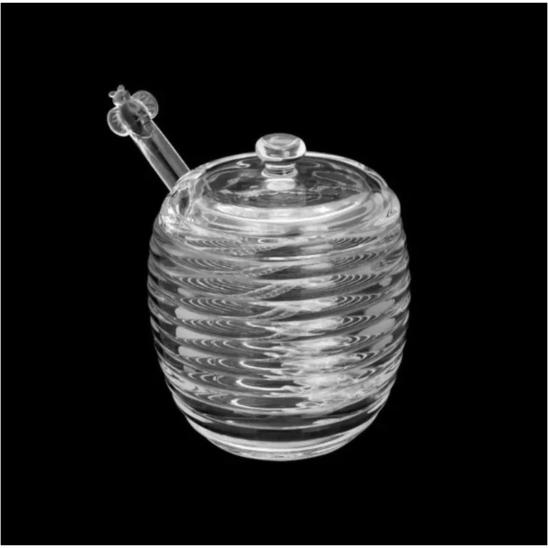 Meleira Vidro Cristal Colmeia 210ml Com Tampa Pegador Importss