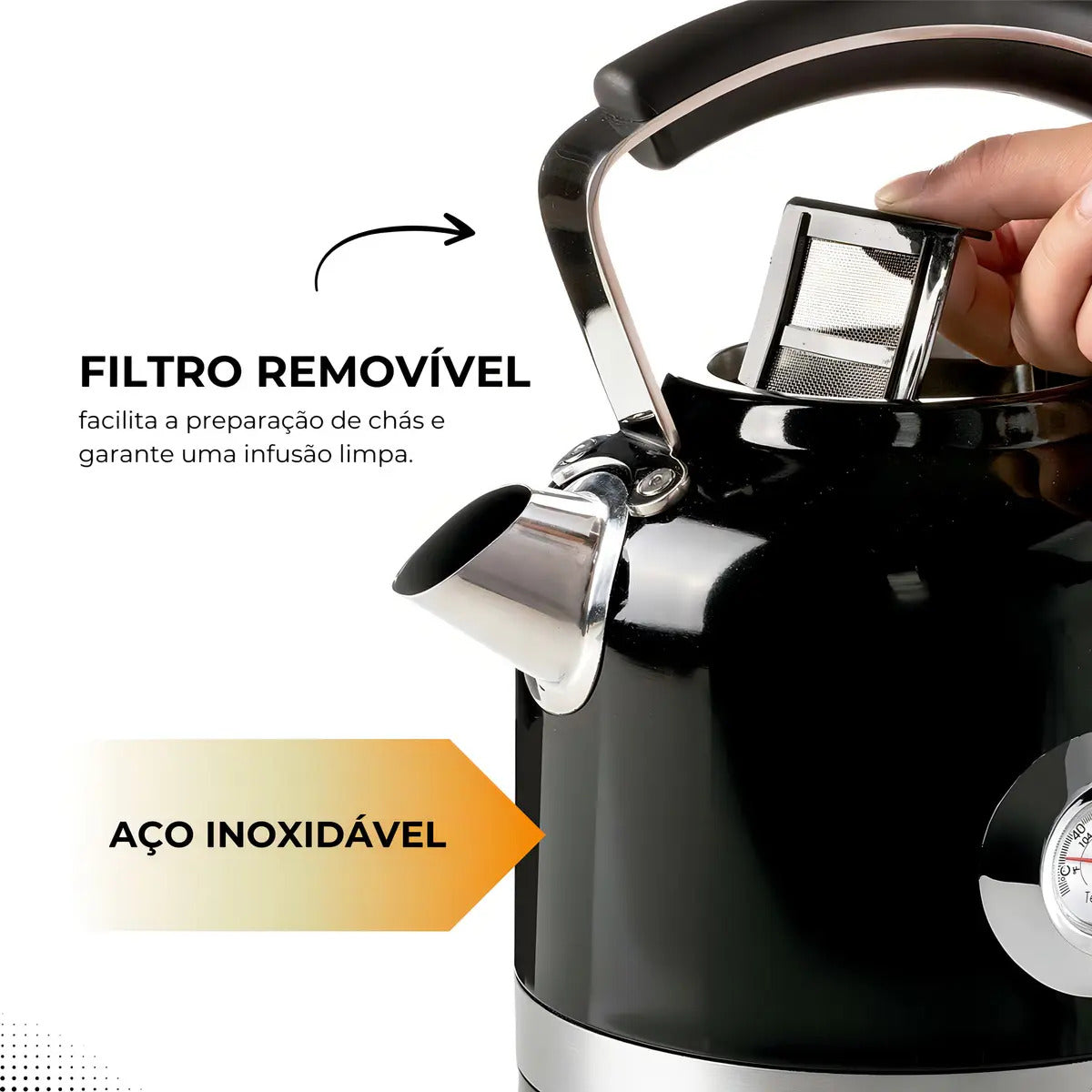 Chaleira Elétrica Ariete Moderna Preto 1,7 Litros 1850w 220v