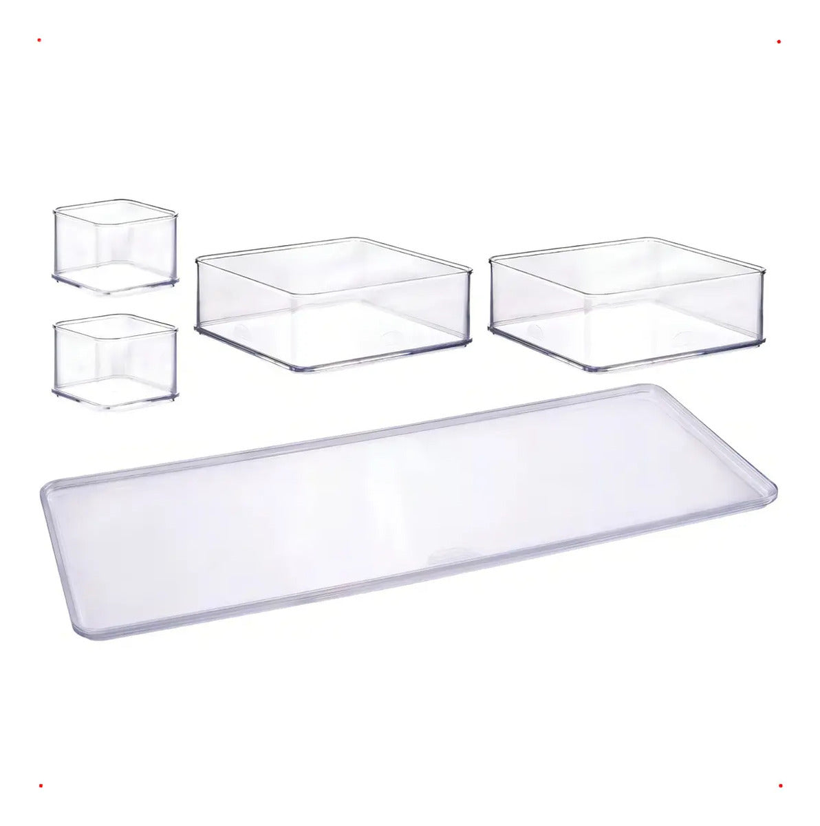 Kit 5 Organizadores Multiuso Transparente Com Encaixe 36,5cm