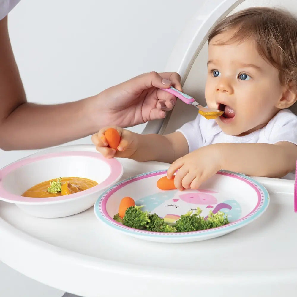 Kit Alimentação Prato Bowl Copo Bebe Divertido Animal Fun Unicórnio