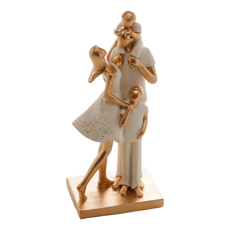 Figura Decorativa Royal Resina Família Branco 9x7x20cm