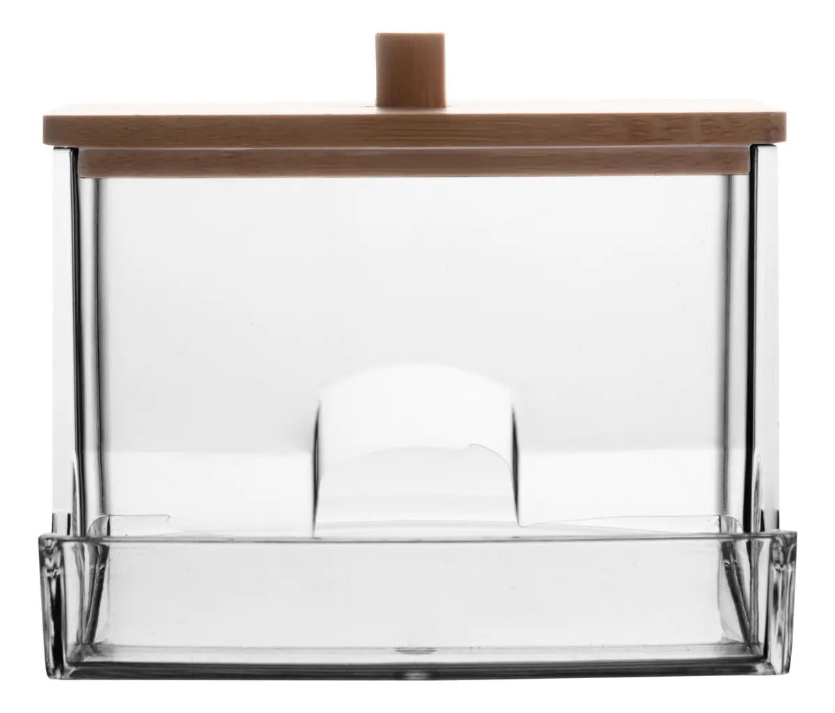 Porta Cotonete Com Tampa De Bambu 5989 Cor Incolor
