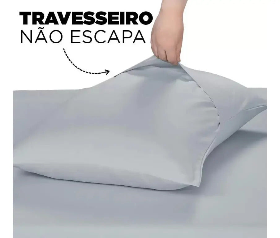 Jogo Cama Casal 3 Peças Toque De Seda Maciez De 300 Fios Branco