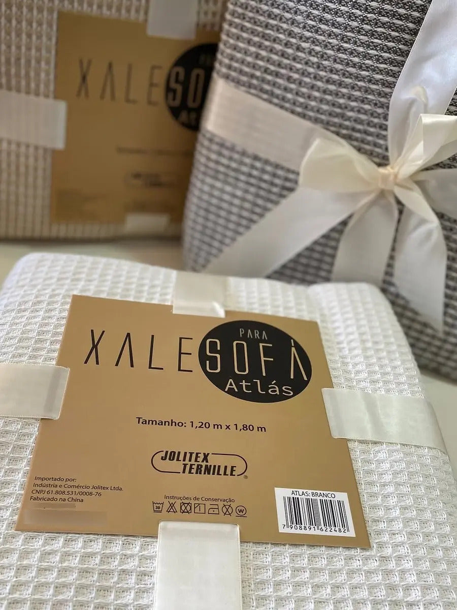 Xale Para Sofá Manta Atlás 120 X 180cm Jolitex Branco Xale