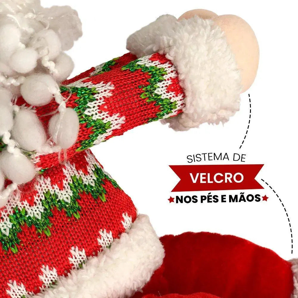 Natal Papai Noel Segura Cortina De Boneca Cinza