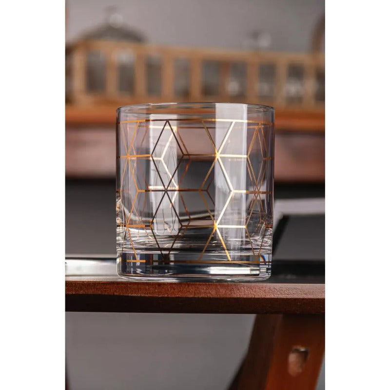 2 Copos Wolff Cube De Vidro Para Whisky 320ml Incolor