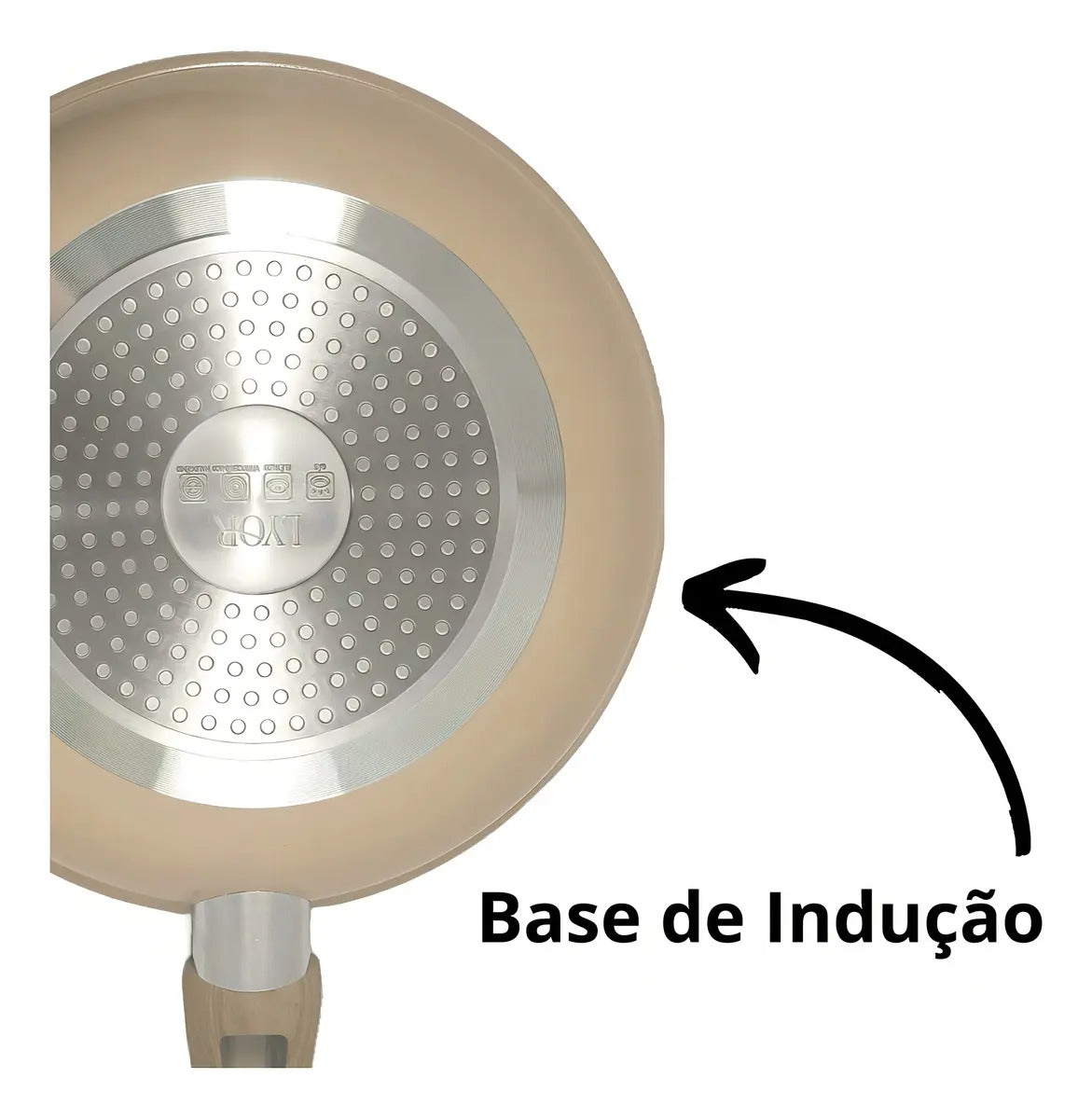 Frigideira De Indução Em Alumínio C/ Revestimento Cerâmico Bege