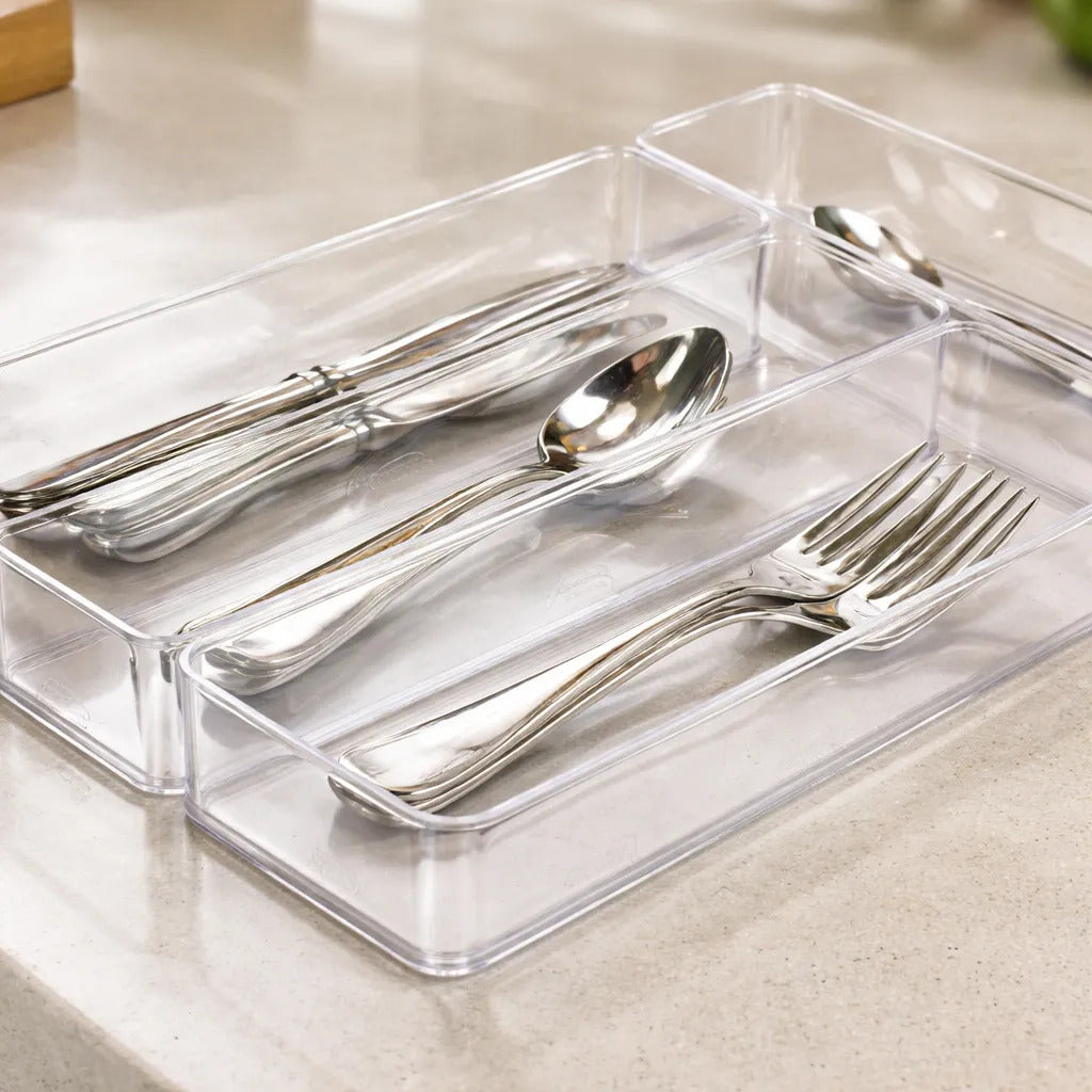 Kit 4 Organizador Modular Multiuso Talheres - Transparente Transparente
