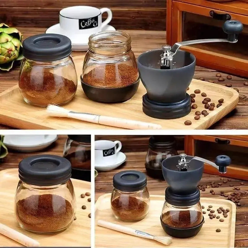 Moedor De Café De Aço Inox Com Porta Pó Extra De Vidro Lyor Preto