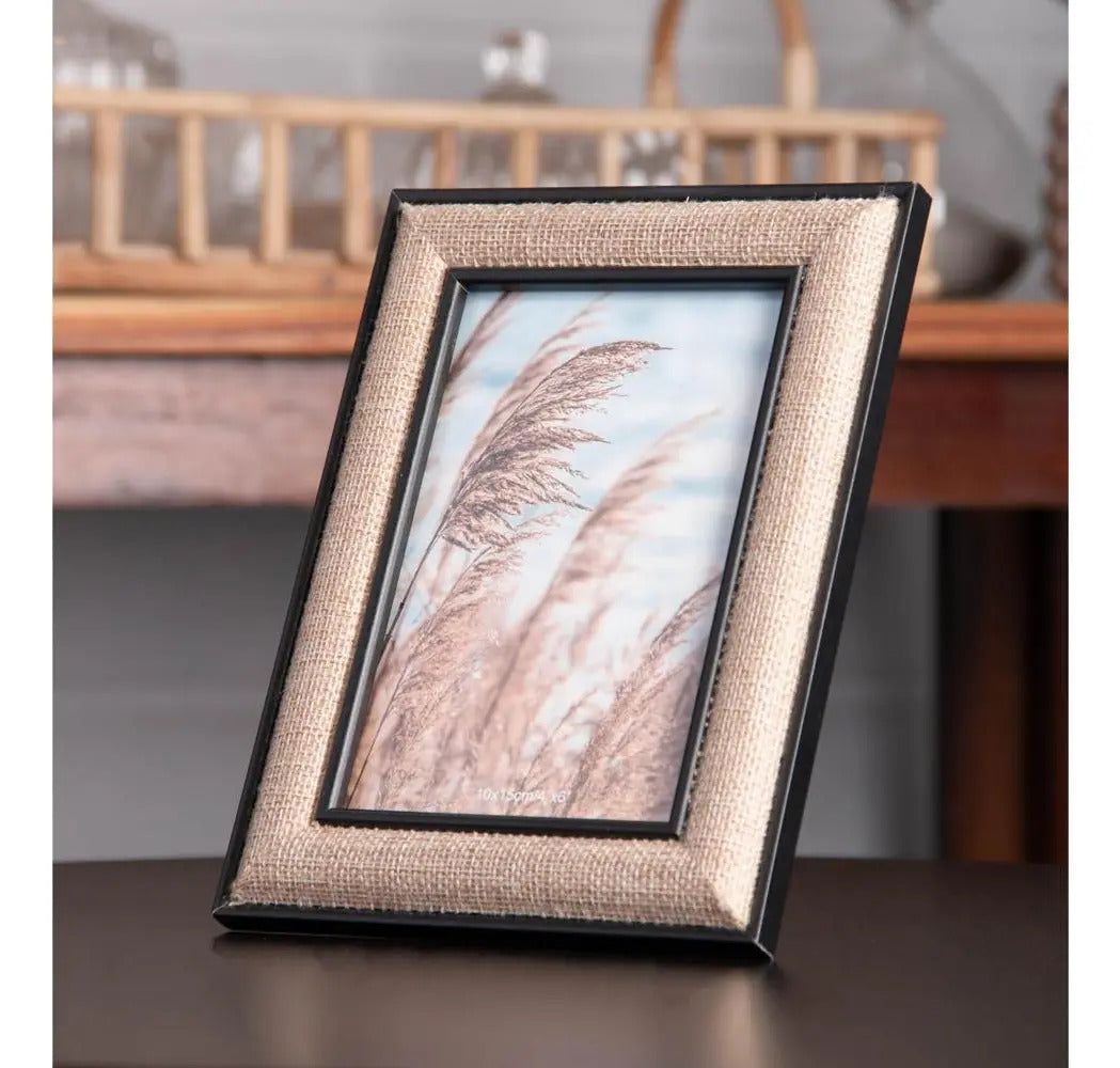 Porta-retrato Wolff Jute De Mdf Preto 10cm X 15cm Liso