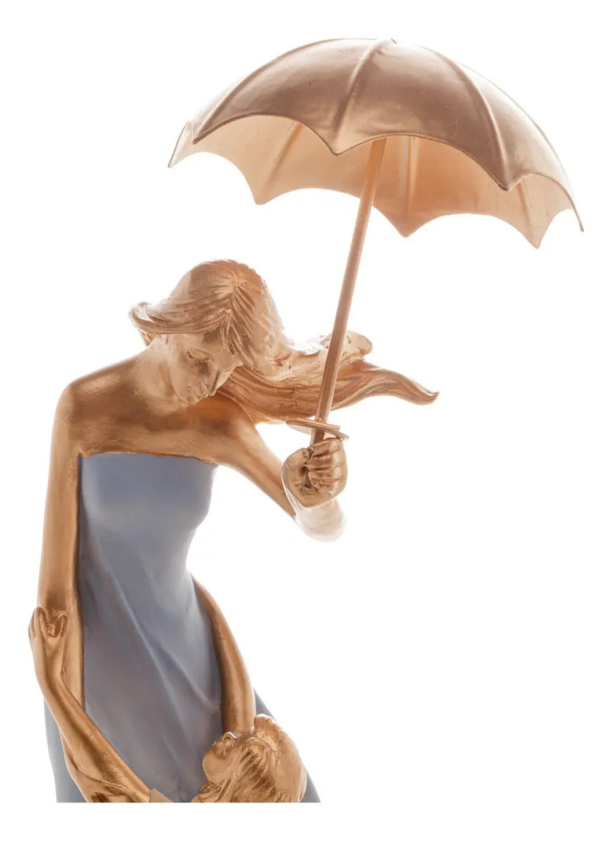 Figura Decorativa Resina Família Mãe E Filha 11x9x31 Cm Cor Colorida