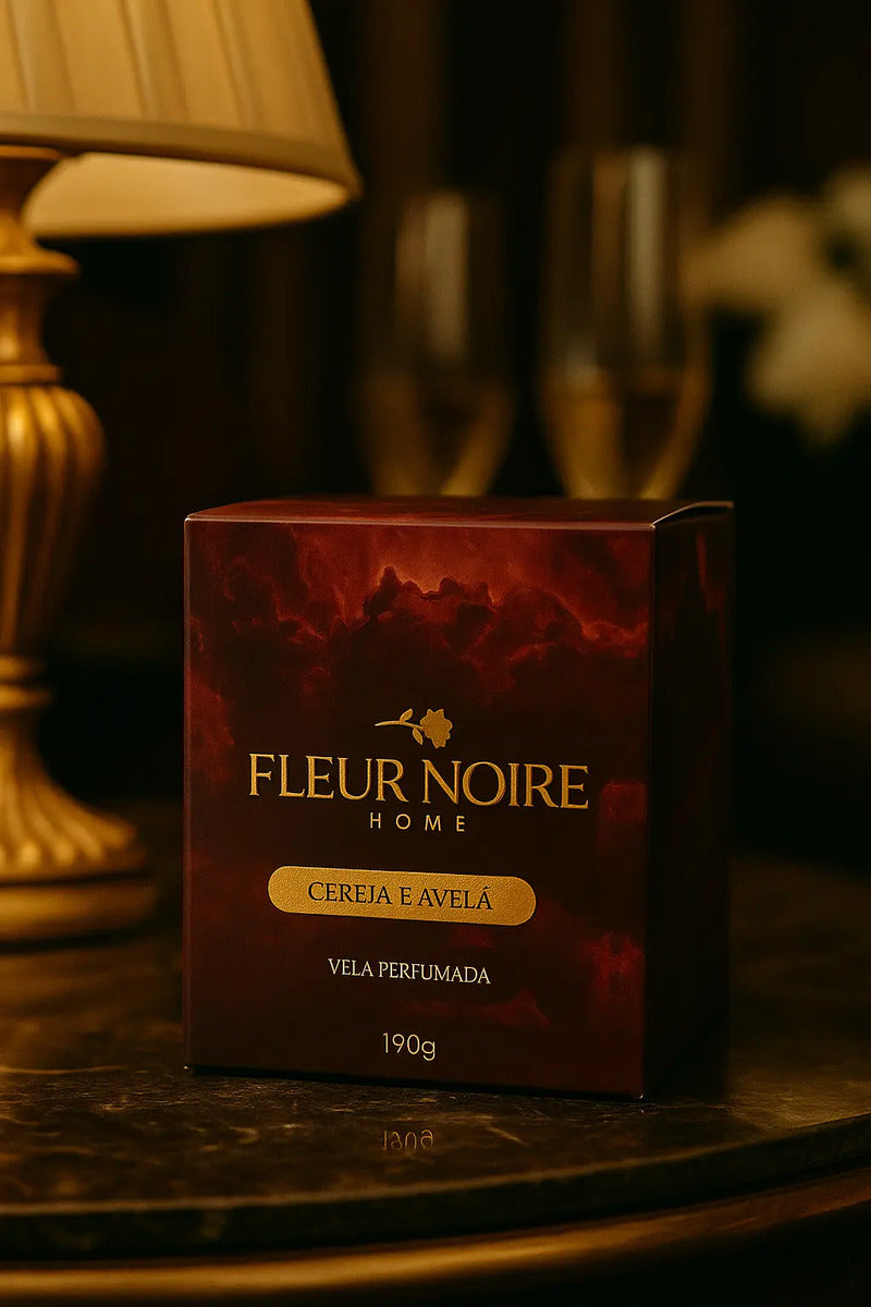 Vela Perfumada Cereja E Avela 190g - Fleur Noire Branco Cereja E Avelã