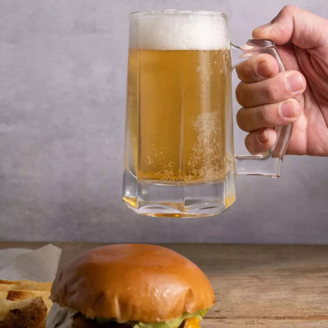 Kit 4 Canecas Para Chopp E Cerveja De Vidro 365 Ml- Lyor Branco