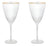 Cj 2 Taças Vinho 400ml Vidro C/ Borda Dourada Lines - Wolff Transparente