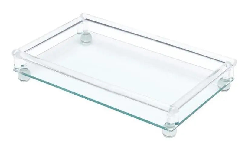Bandeja Retangular Com Pé Royal Decor 33 X 20 X 6 Cm Transparente
