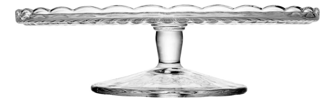 Prato P/bolo Torta C/pé Tampa Bangkok Cristal Wolff 29x21cm Cristal